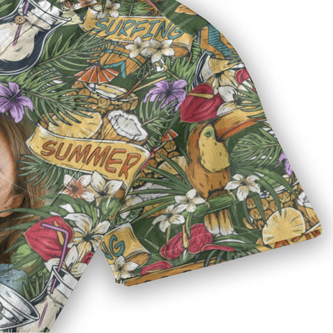 Personalized Hawaiian Shirt with Photo, Surfing Cocktail Hawaiian Shirt, Tiki Shirt for Family - The Palmix