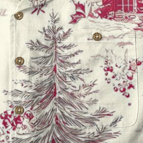 Christmas Cardinal Toile Hawaiian Shirt: