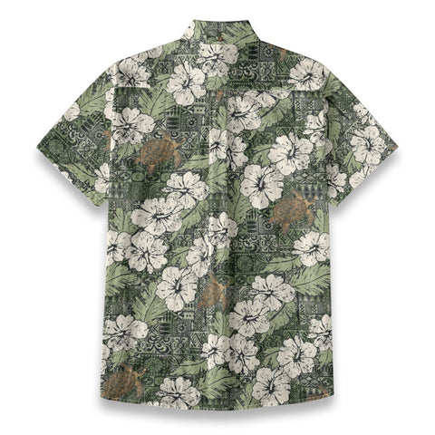 Gate of Heaven, Hibiscus flower turtle retro hawaiian shirt