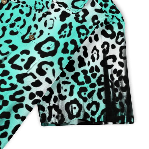 Teal Leopard Hawaiian Shirt