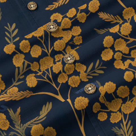 Retro Artistic Navy Gold Floral