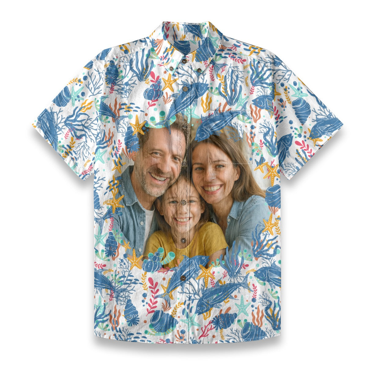 Custom Photo Hawaiian Shirt Ocean Fish Vacation Trip Shirt With Photo Custom, Personalized Shirt Personalized - The Palmix