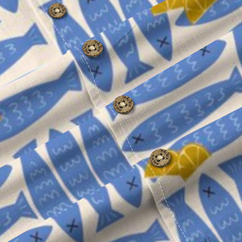Blue Fish & Lemon Hawaiian Shirt