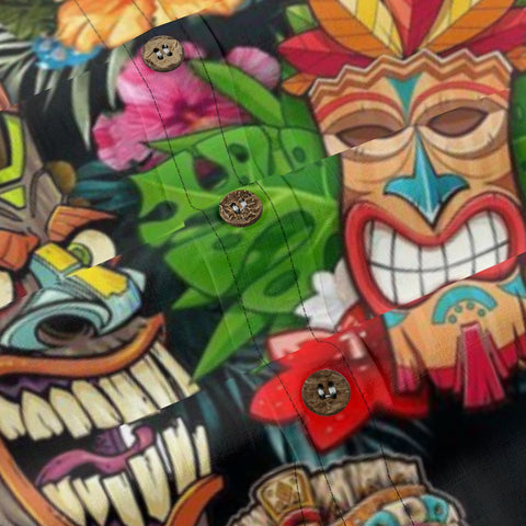 Classic Hawaiian Tiki Mask Aloha Print Shirt
