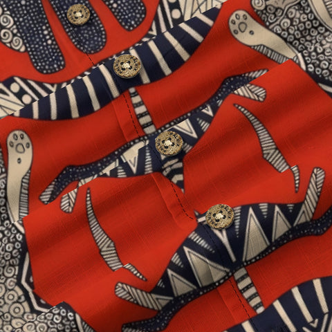 Red Tribal Cat Hawaiian Shirt