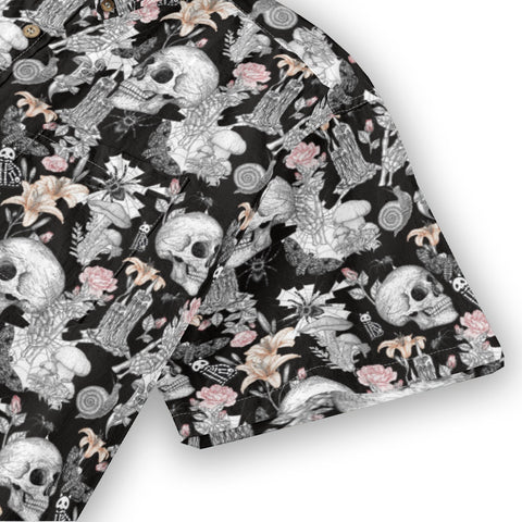 Halloween Skull and Bones Floral Print Shirt