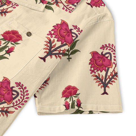 Vintage Cream Magenta Floral