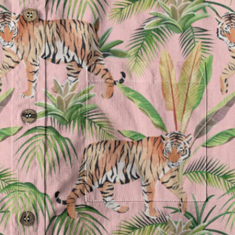 Men's Tiger Print Breathable Cotton Shirt