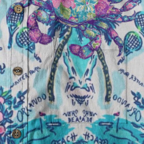 Hawaii hand-painted crab island vacation shirt