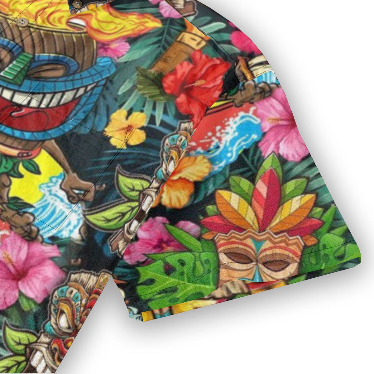 Classic Hawaiian Tiki Mask Aloha Print Shirt