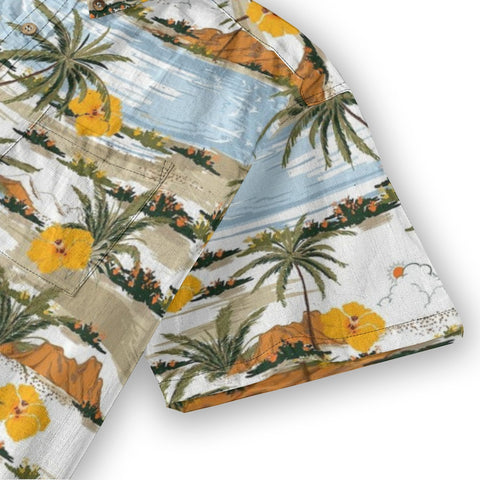 Sunshine Coast – Vintage Hand Painted Art Yellow Hibiscus Flower Shirt