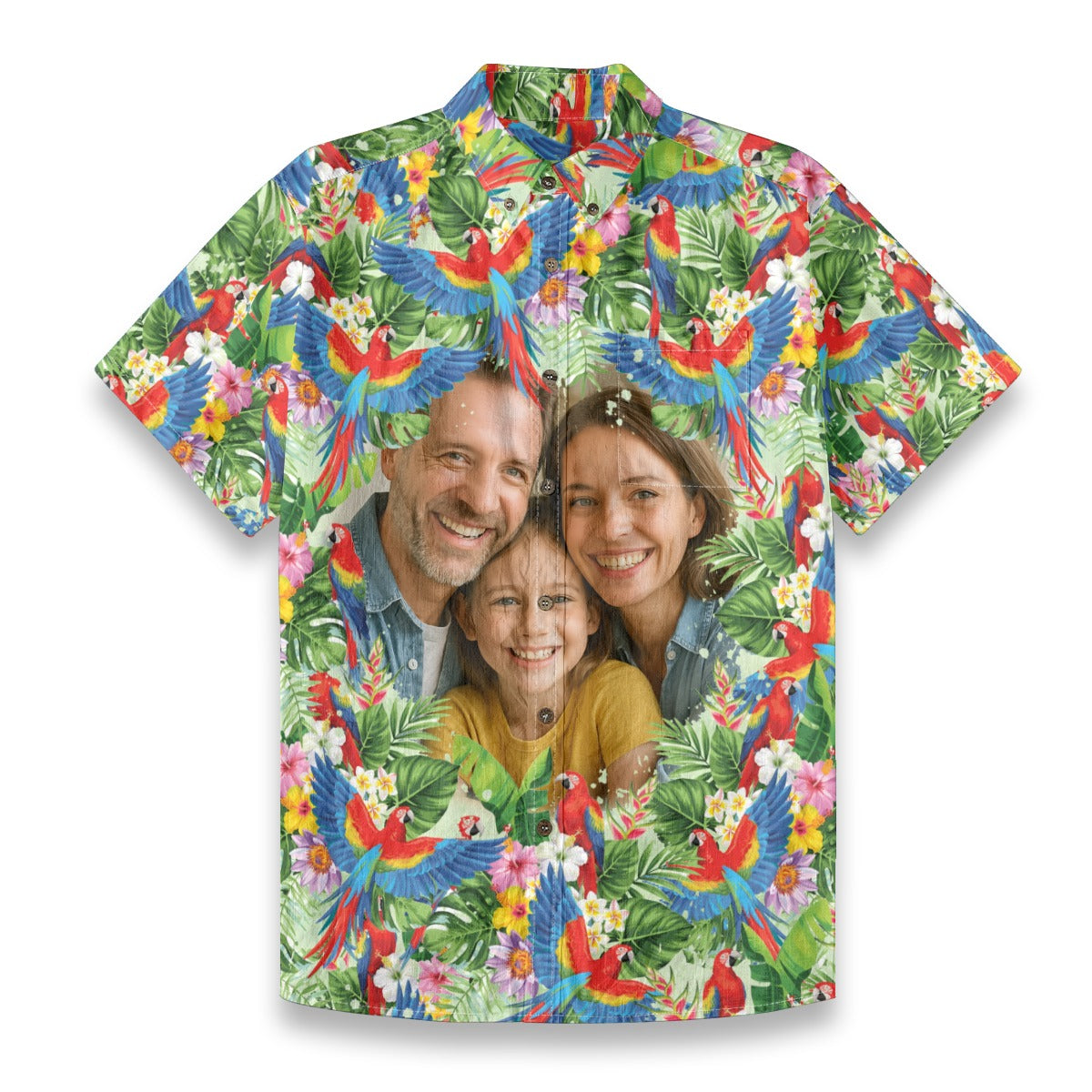 Personalized Hawaiian Shirt with Photo, Parrot Hawaiian Shirt, Vacation Tropical Pattern Shirt for Men Women - The Palmix