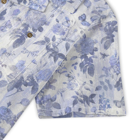 Vintage Soft Blue Floral & Butterfly