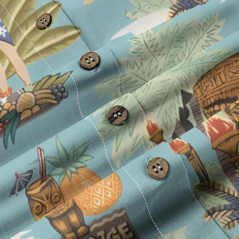 Hawaiian Vintage Pictorial TIKI Island Print Shirt