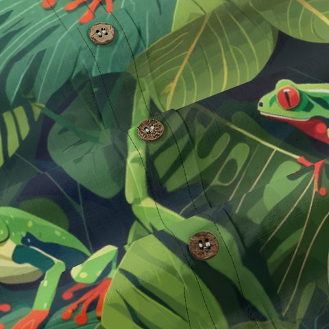 Tropical Red-eyed Frog Hawaiian Shirt Palm Leaves Aloha Frog Cute Tropical Hawaiian Shirt