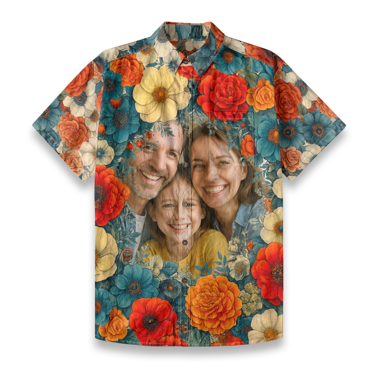 Personalized Hawaiian Shirt with Photo Floral Theme For Family Gift Aloha Men Shirt - The Palmix