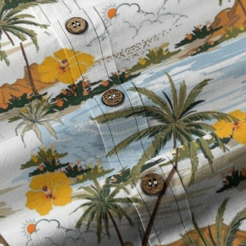 Sunshine Coast – Vintage Hand Painted Art Yellow Hibiscus Flower Shirt