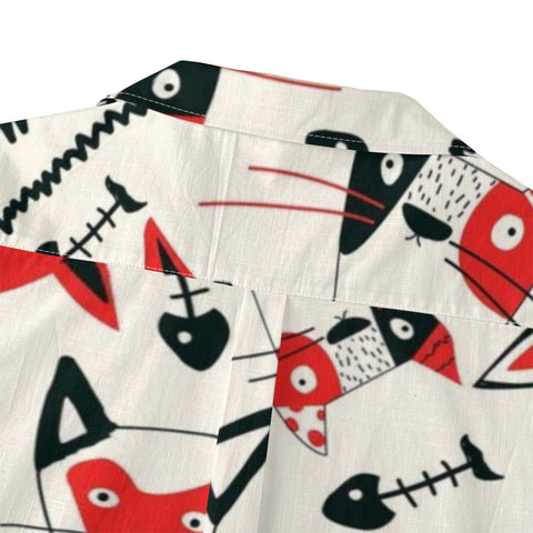 Red Cat & Fishbone Hawaiian Shirt