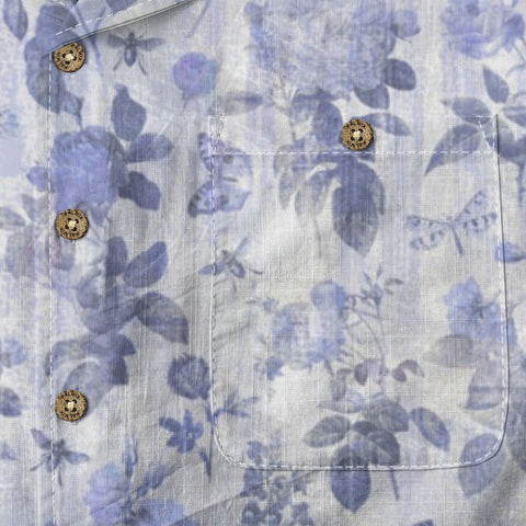 Vintage Soft Blue Floral & Butterfly