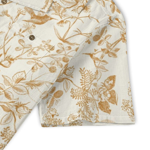Golden Hummingbird Floral Hawaiian Shirt