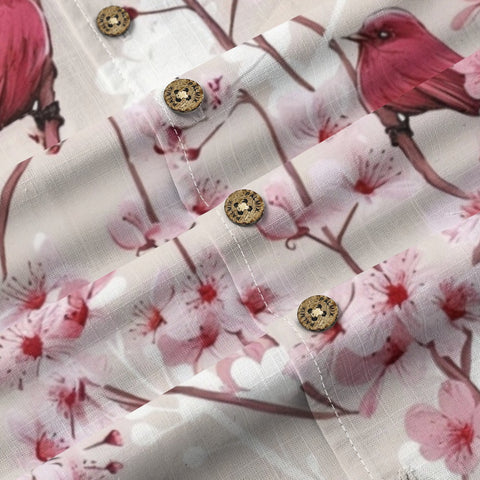 Cherry Blossom & Red Bird Hawaiian Shirt