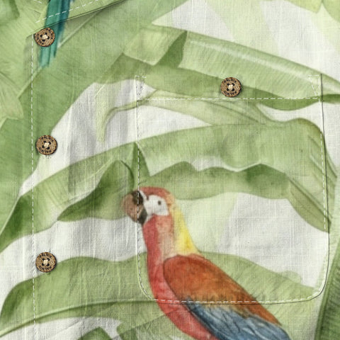 Tropical Parrot & Banana Leaf Hawaiian Shirt