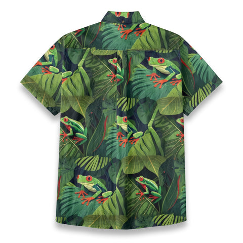 Tropical Red-eyed Frog Hawaiian Shirt Palm Leaves Aloha Frog Cute Tropical Hawaiian Shirt