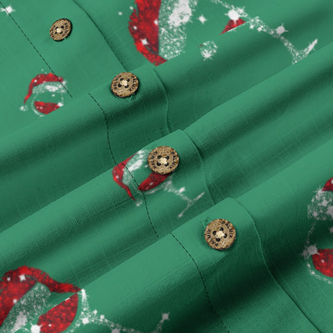 Women's Santa Hat Wine Glass Hawaiian Shirt