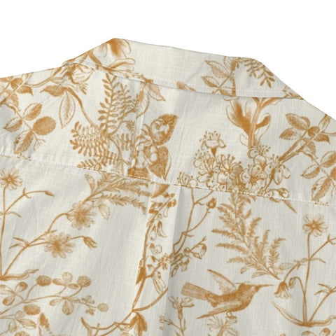 Golden Hummingbird Floral Hawaiian Shirt