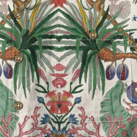 Retro tropical flowers and birds