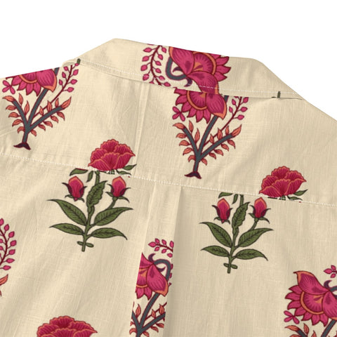 Vintage Cream Magenta Floral
