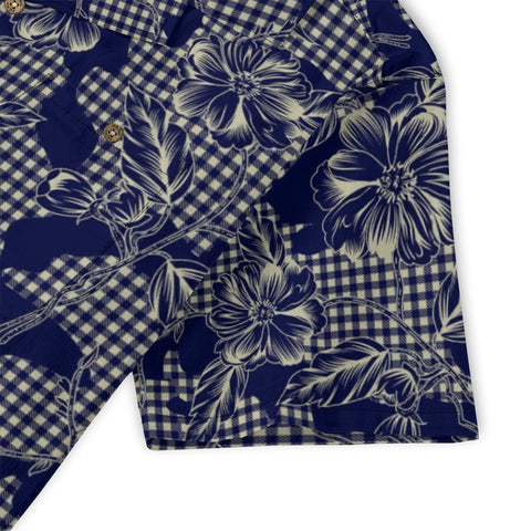 Retro Artistic Navy Gingham Floral