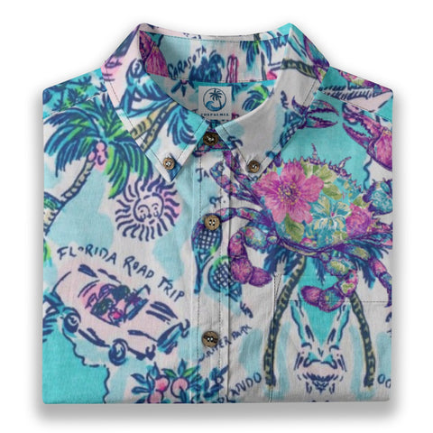 Hawaii hand-painted crab island vacation shirt