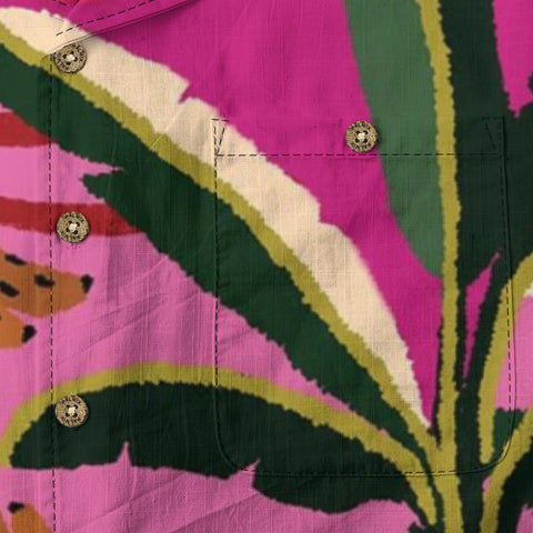Pink Jungle Toucan &amp; Leopard Hawaiian Shirt