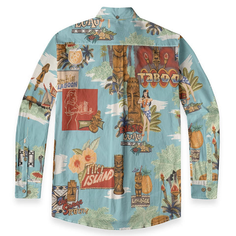 Hawaiian Vintage Pictorial TIKI Island Print Shirt