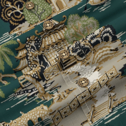 Vintage Teal Oriental Garden