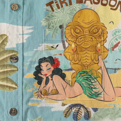 Hawaiian Vintage Pictorial TIKI Island Print Shirt