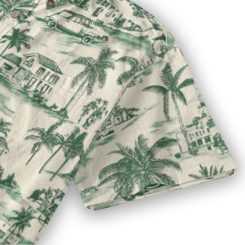 Hand-Drawn Holiday – Vintage Green Line Art Hawaiian Shirt