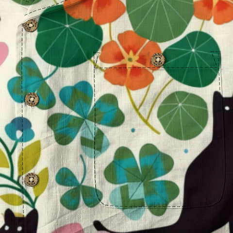Black Cat Floral Hawaiian Shirt