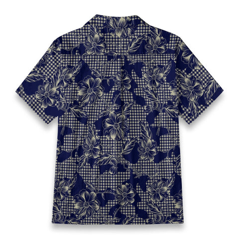 Retro Artistic Navy Gingham Floral