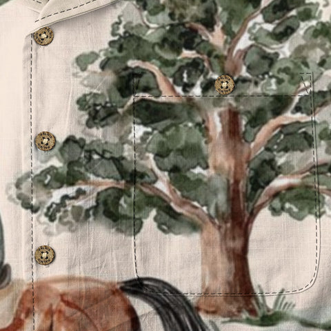 Equestrian Watercolor Hawaiian Shirt