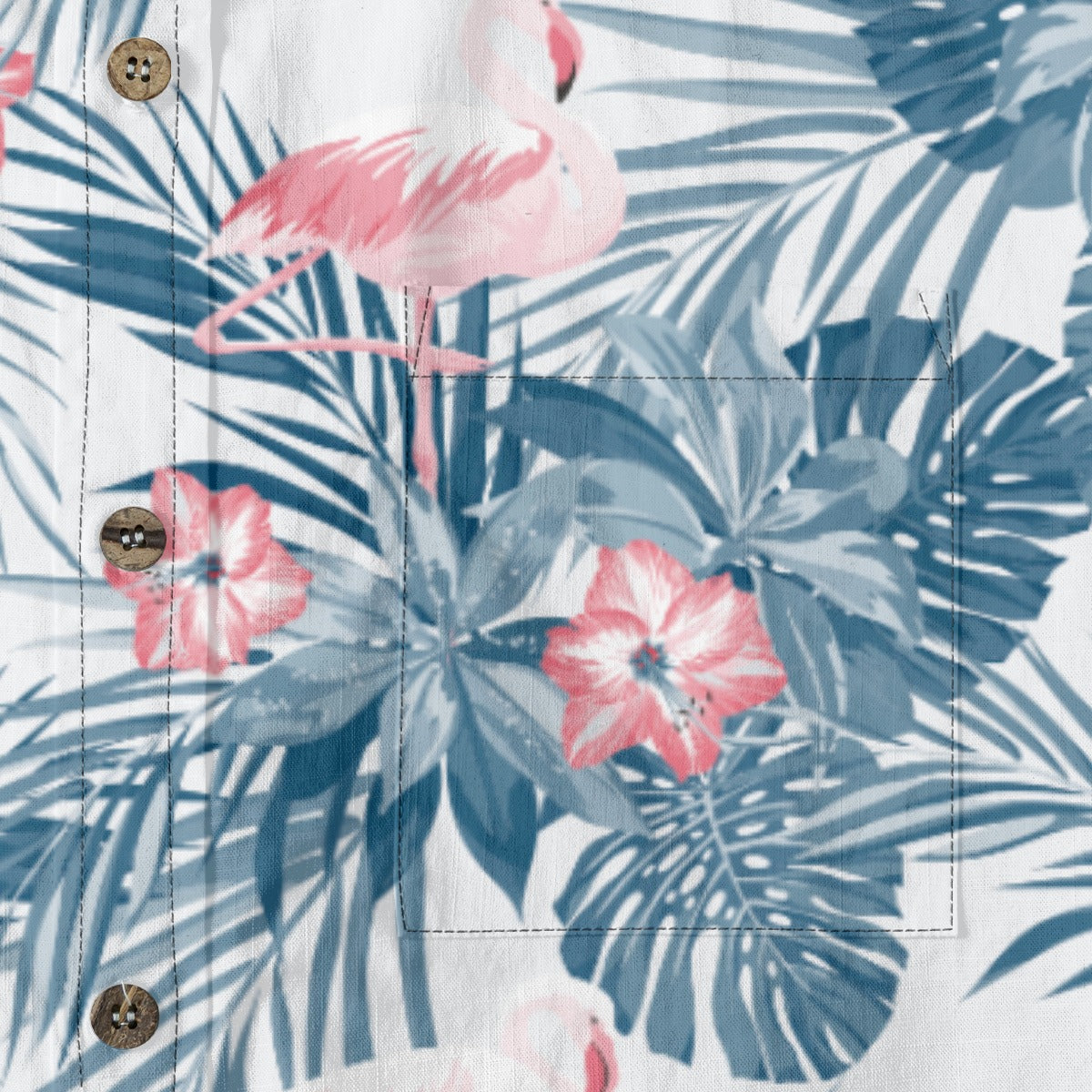 Hawaiian style watercolor flamingo hand-painted printed shirt