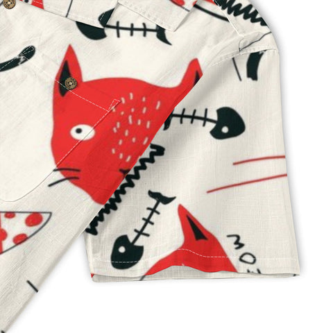 Red Cat & Fishbone Hawaiian Shirt