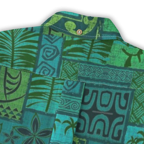 Hawaiian Tribal Volume Tiki Aloha Vintage Line Turtle Print Shirt