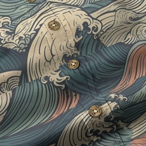 Ocean Surge – Vintage Wave Print  long-sleeve shirt
