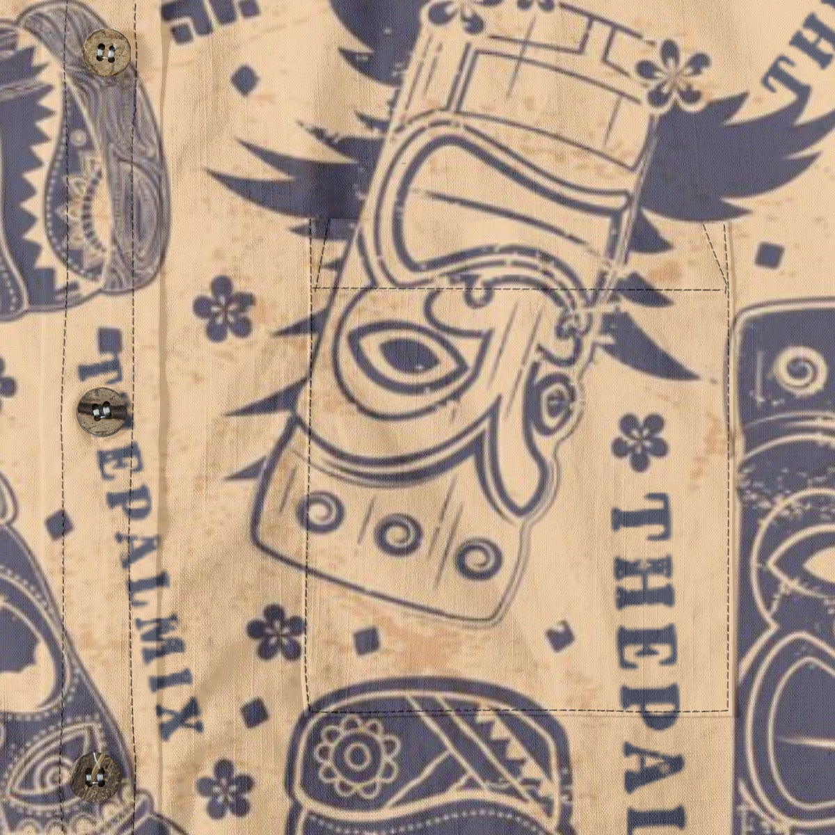 Hawaiian Vintage Pictorial Tiki Totem Retro Printed Shirt