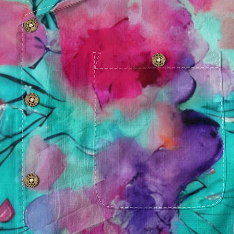 Tropical Watercolor Floral Hawaiian Shirt