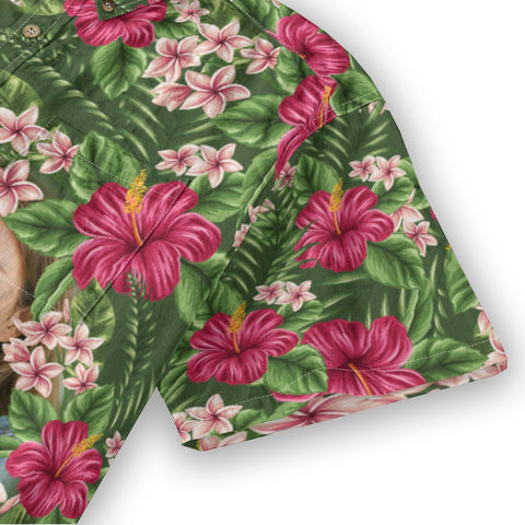 Personalized Hawaiian Shirt with Photo, Floral Aloha Hawaiian Shirt, Tiki Shirt for Family - The Palmix