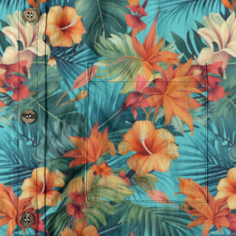 Tropical Bloom – Bright Blue Island Shirt