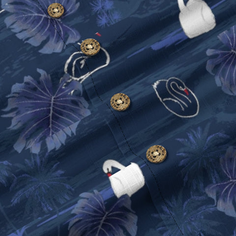 Navy Swan & Leaf Hawaiian Shirt
